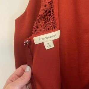 Francesca's Dress Fit & Flare Tiered Mini rust orange brown medium M